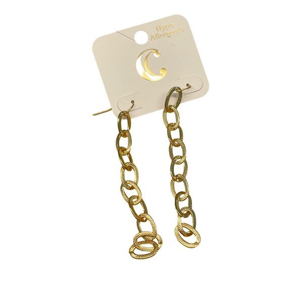 Charming Charlie Hypoallergenic Gold-Tone Chain Link Drop Earrings MSRP 16 - Picture 5 of 5